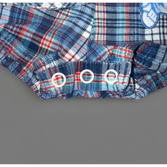 Vintage Baby Plaid Overalls Romper with Matching Hat Bear Golf Size 6-9 Months - Picture 4 of 8